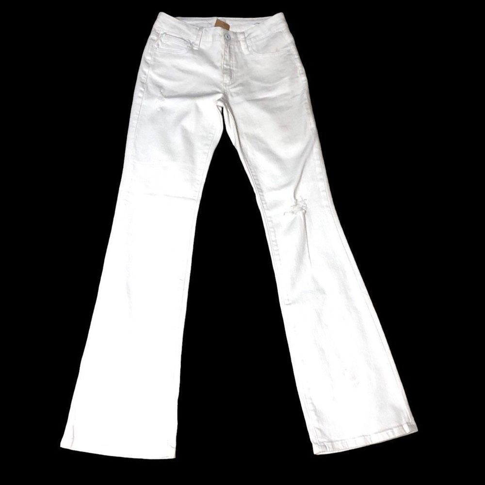 Harringstones Special A Mid Rise Boot Cut White Denim Jeans Size 3 NWT Distresss